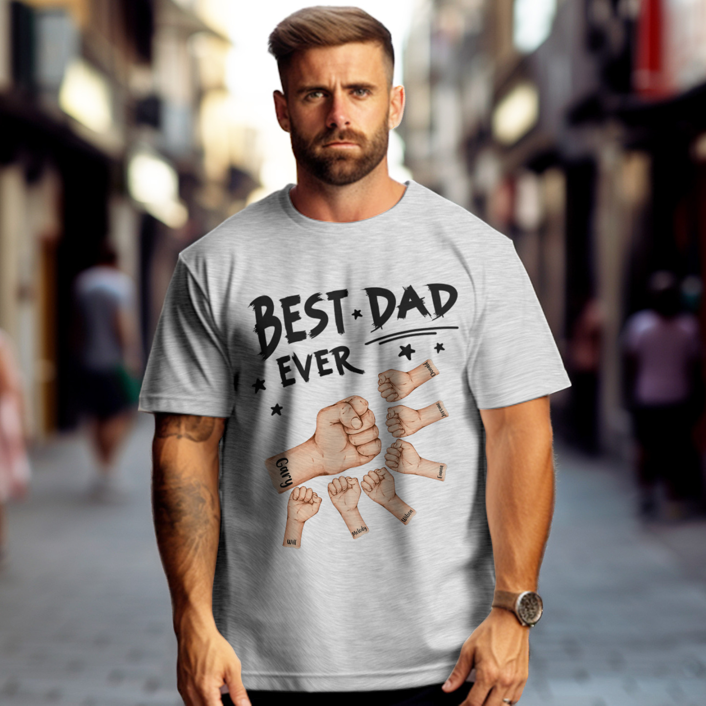 Personalized Father T-shirt Best Dad Ever for Father's Day - soufeelus