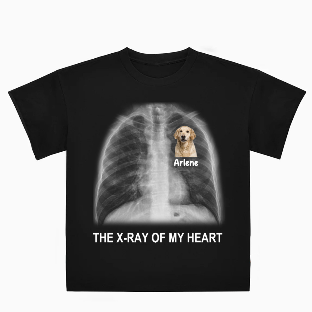 Text X-Ray Of My Heart - Personalized T-Shirt Gift For Dog Lover