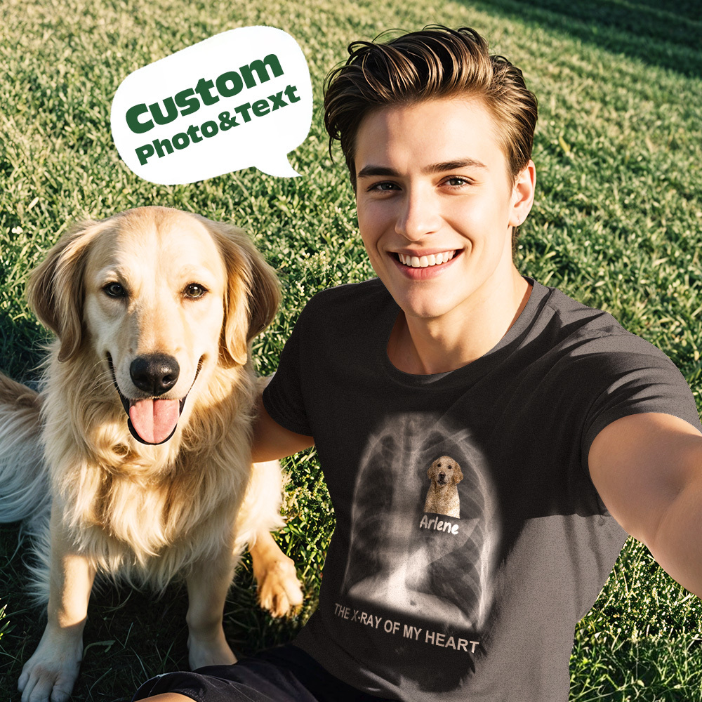 Text X-Ray Of My Heart - Personalized T-Shirt Gift For Dog Lover