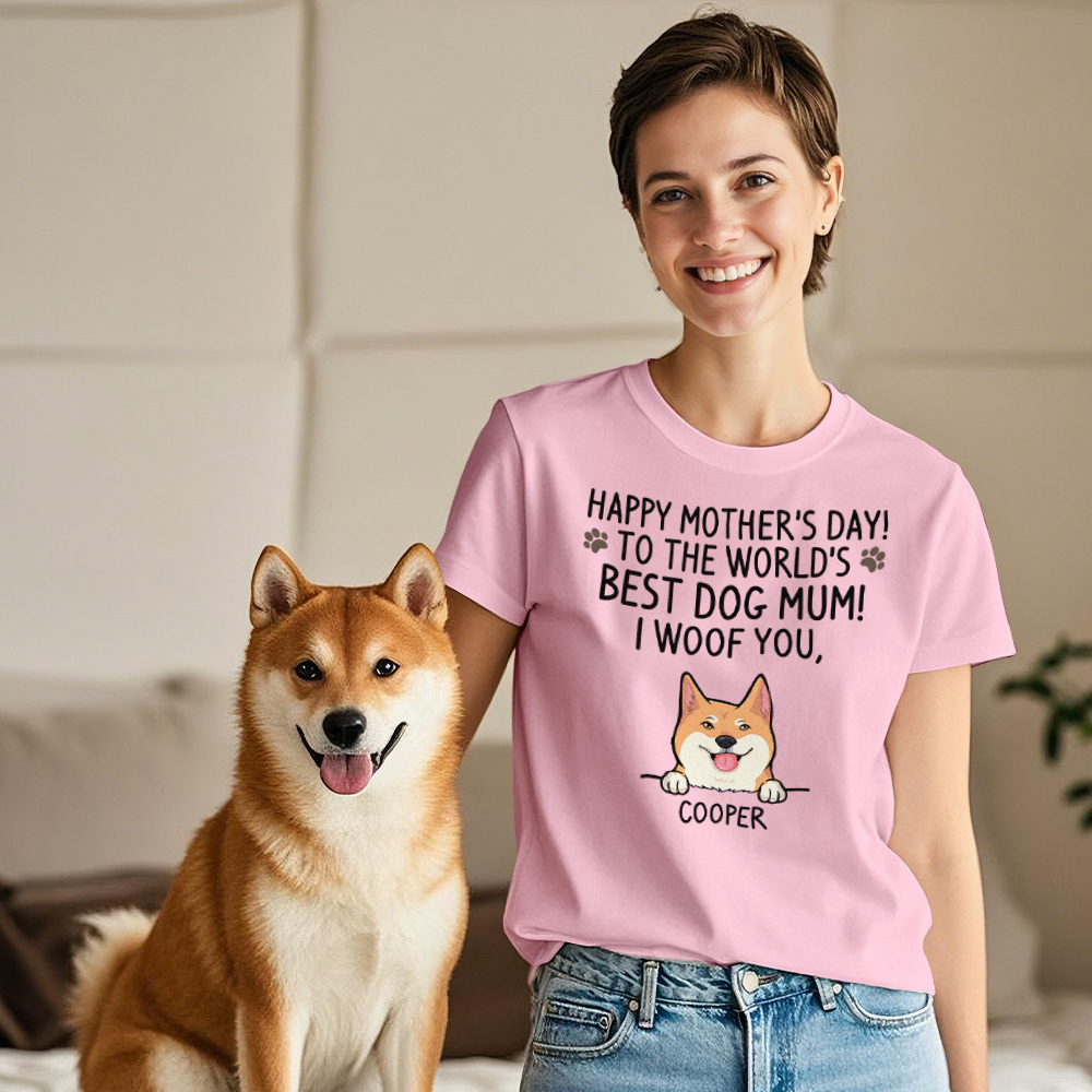 Custom Dog Mom T-Shirts Mother's Day T-Shirts Women's T-shirt Multicolor Cotton T-shirt Shirt For Dog Lovers Mother's Day Gifts