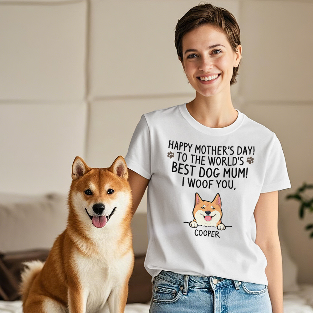 Custom Dog Mom T-Shirts Mother's Day T-Shirts Women's T-shirt Multicolor Cotton T-shirt Shirt For Dog Lovers Mother's Day Gifts