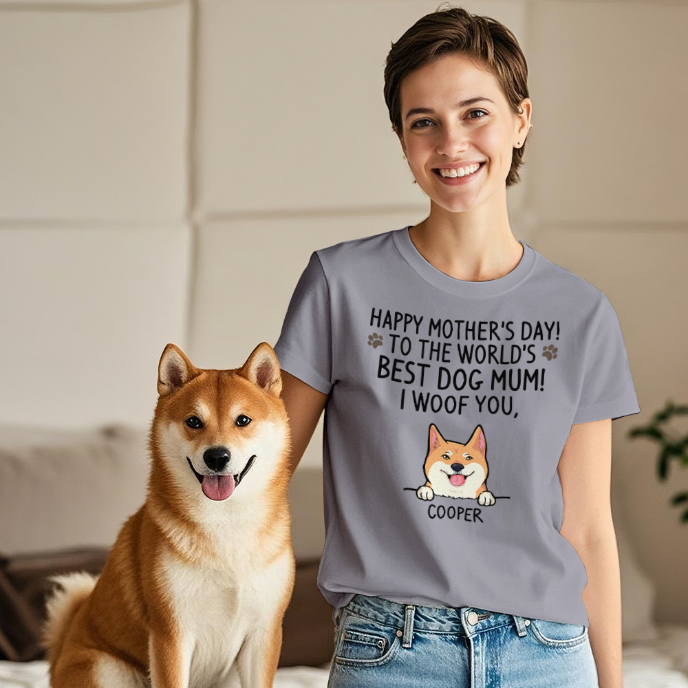 Custom Dog Mom T-Shirts Mother's Day T-Shirts Women's T-shirt Multicolor Cotton T-shirt Shirt For Dog Lovers Mother's Day Gifts