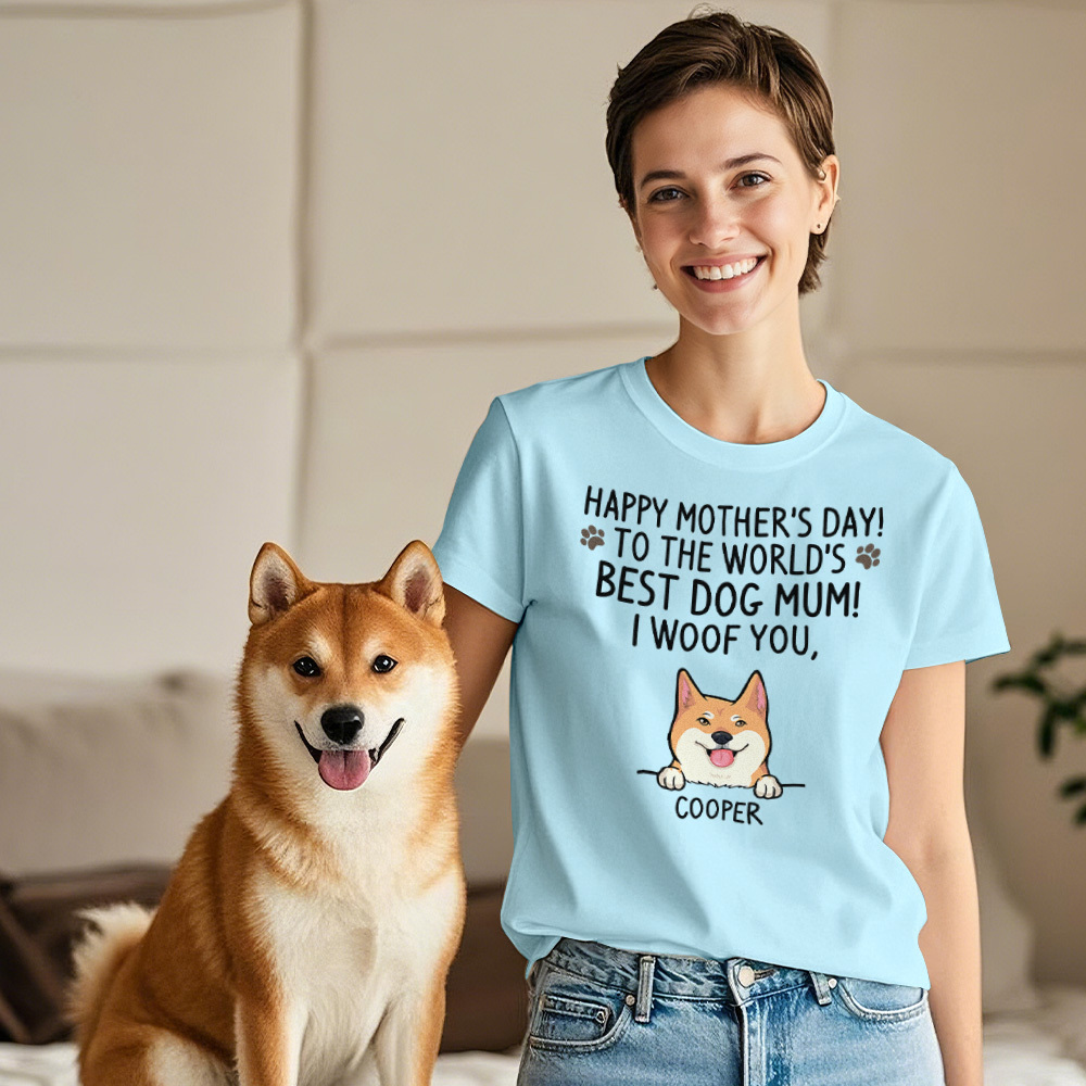 Custom Dog Mom T-Shirts Mother's Day T-Shirts Women's T-shirt Multicolor Cotton T-shirt Shirt For Dog Lovers Mother's Day Gifts