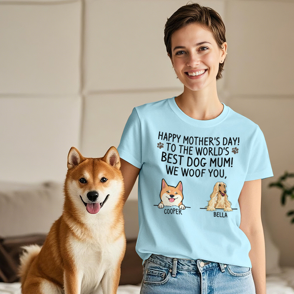 Custom Dog Mom T-Shirts Mother's Day T-Shirts Women's T-shirt Multicolor Cotton T-shirt Shirt For Dog Lovers Mother's Day Gifts