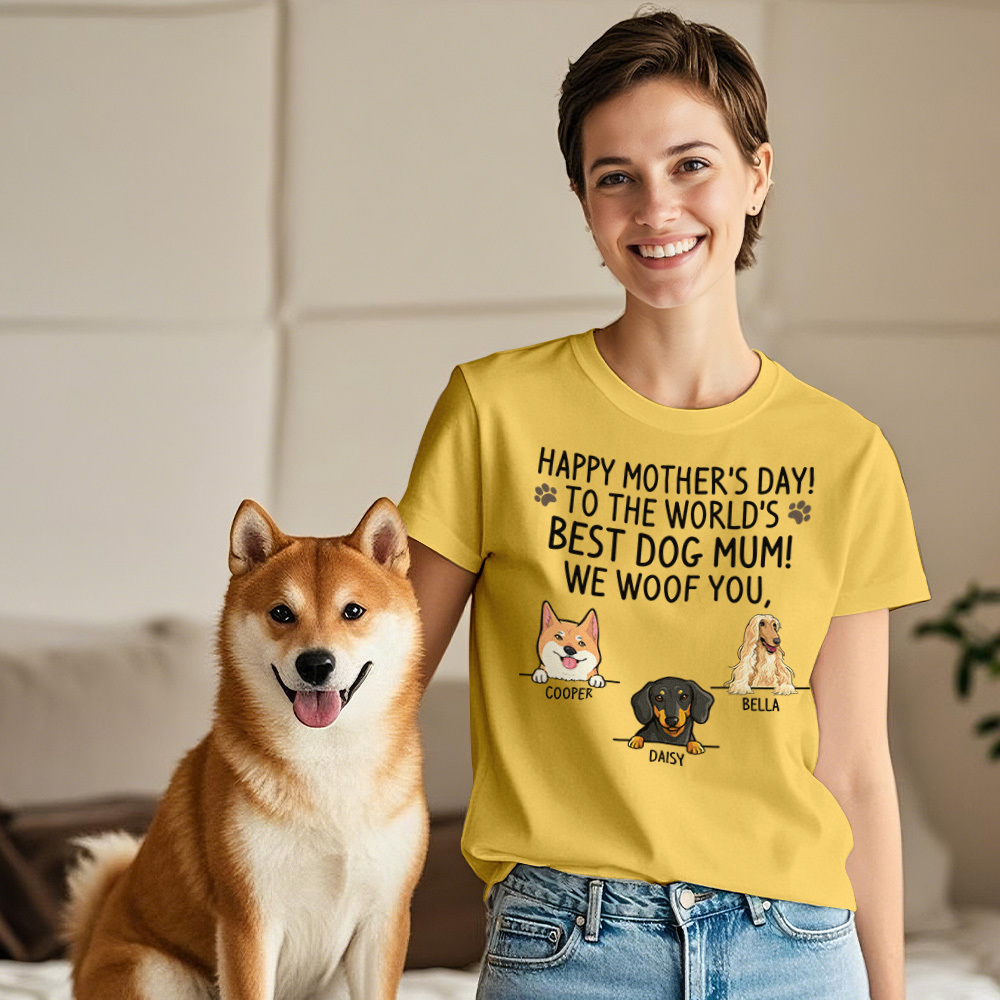 Custom Dog Mom T-Shirts Mother's Day T-Shirts Women's T-shirt Multicolor Cotton T-shirt Shirt For Dog Lovers Mother's Day Gifts