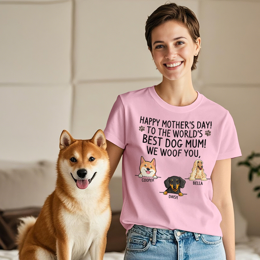 Custom Dog Mom T-Shirts Mother's Day T-Shirts Women's T-shirt Multicolor Cotton T-shirt Shirt For Dog Lovers Mother's Day Gifts