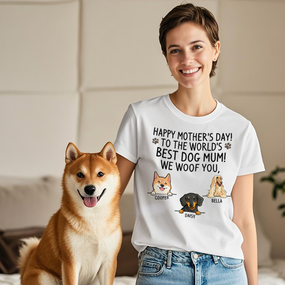 Custom Dog Mom T-Shirts Mother's Day T-Shirts Women's T-shirt Multicolor Cotton T-shirt Shirt For Dog Lovers Mother's Day Gifts