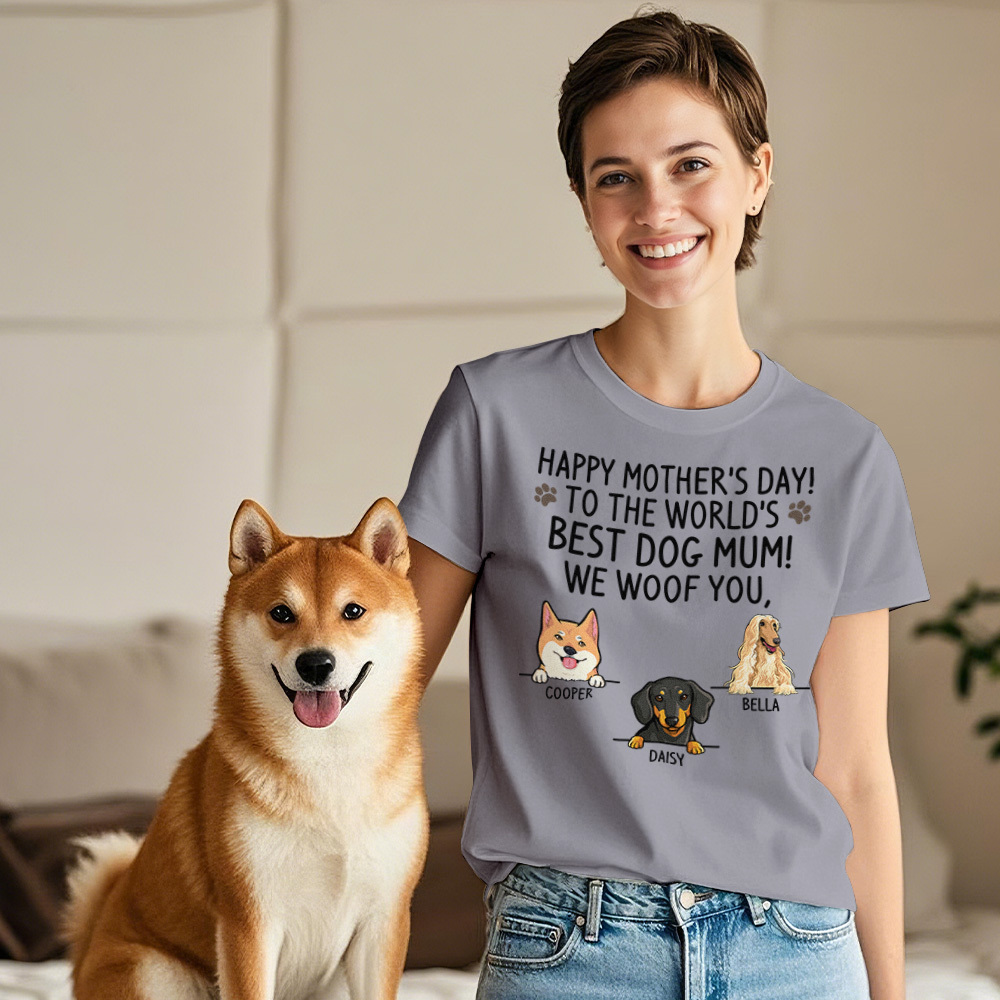 Custom Dog Mom T-Shirts Mother's Day T-Shirts Women's T-shirt Multicolor Cotton T-shirt Shirt For Dog Lovers Mother's Day Gifts