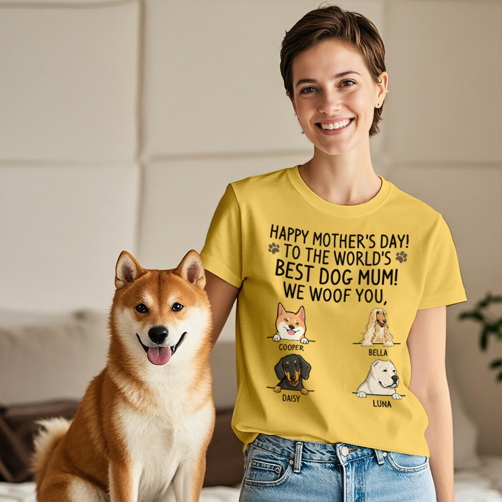 Custom Dog Mom T-Shirts Mother's Day T-Shirts Women's T-shirt Multicolor Cotton T-shirt Shirt For Dog Lovers Mother's Day Gifts