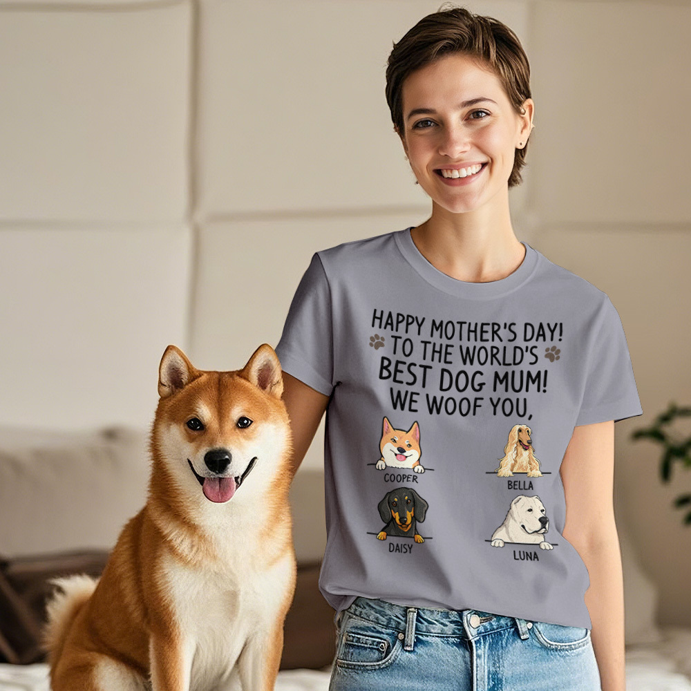 Custom Dog Mom T-Shirts Mother's Day T-Shirts Women's T-shirt Multicolor Cotton T-shirt Shirt For Dog Lovers Mother's Day Gifts