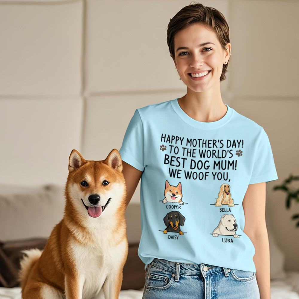 Custom Dog Mom T-Shirts Mother's Day T-Shirts Women's T-shirt Multicolor Cotton T-shirt Shirt For Dog Lovers Mother's Day Gifts