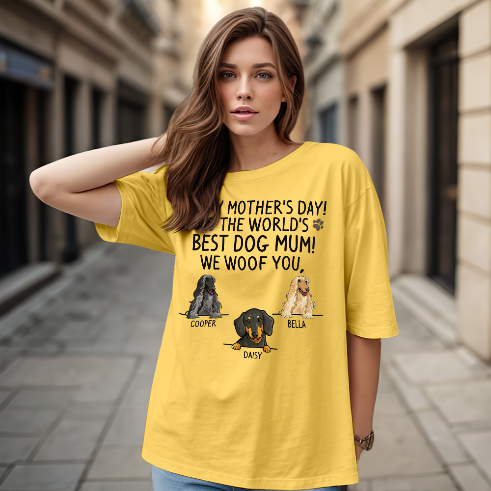 Custom Dog Mom T-Shirts Mother's Day T-Shirts Women's T-shirt Multicolor Cotton T-shirt Shirt For Dog Lovers Mother's Day Gifts