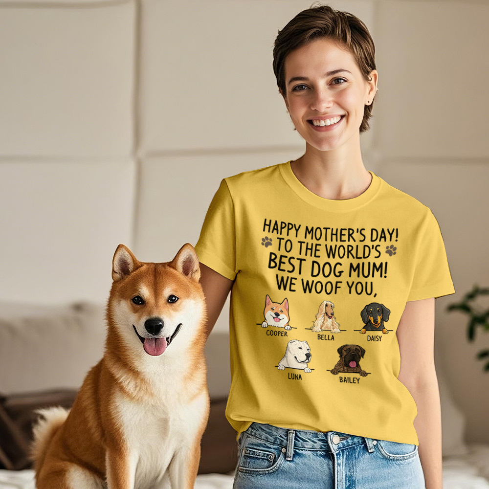 Custom Dog Mom T-Shirts Mother's Day T-Shirts Women's T-shirt Multicolor Cotton T-shirt Shirt For Dog Lovers Mother's Day Gifts