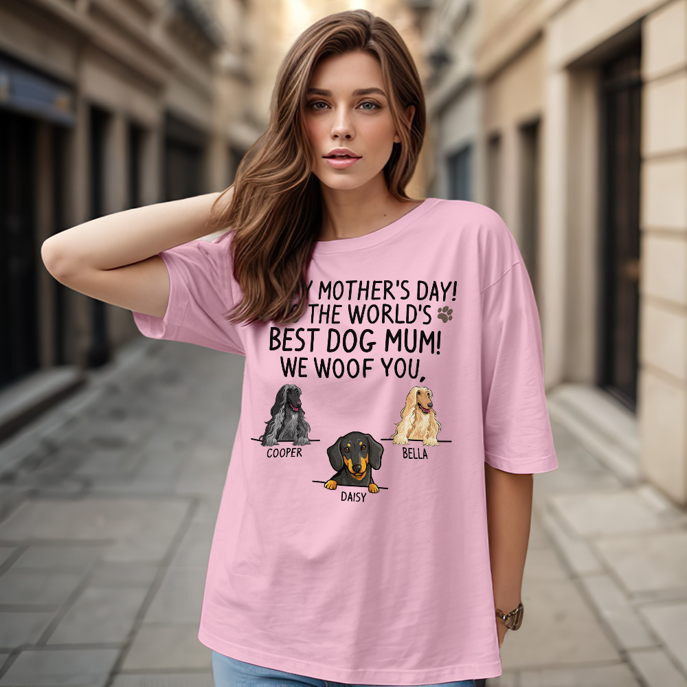 Custom Dog Mom T-Shirts Mother's Day T-Shirts Women's T-shirt Multicolor Cotton T-shirt Shirt For Dog Lovers Mother's Day Gifts