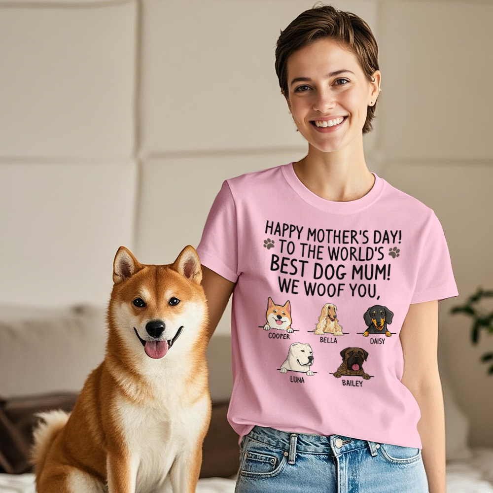 Custom Dog Mom T-Shirts Mother's Day T-Shirts Women's T-shirt Multicolor Cotton T-shirt Shirt For Dog Lovers Mother's Day Gifts
