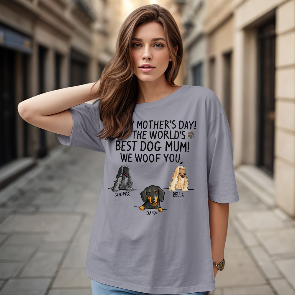 Custom Dog Mom T-Shirts Mother's Day T-Shirts Women's T-shirt Multicolor Cotton T-shirt Shirt For Dog Lovers Mother's Day Gifts