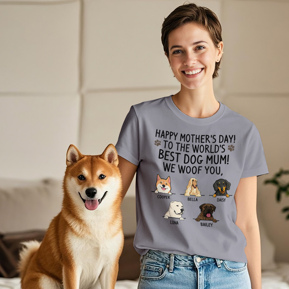Custom Dog Mom T-Shirts Mother's Day T-Shirts Women's T-shirt Multicolor Cotton T-shirt Shirt For Dog Lovers Mother's Day Gifts