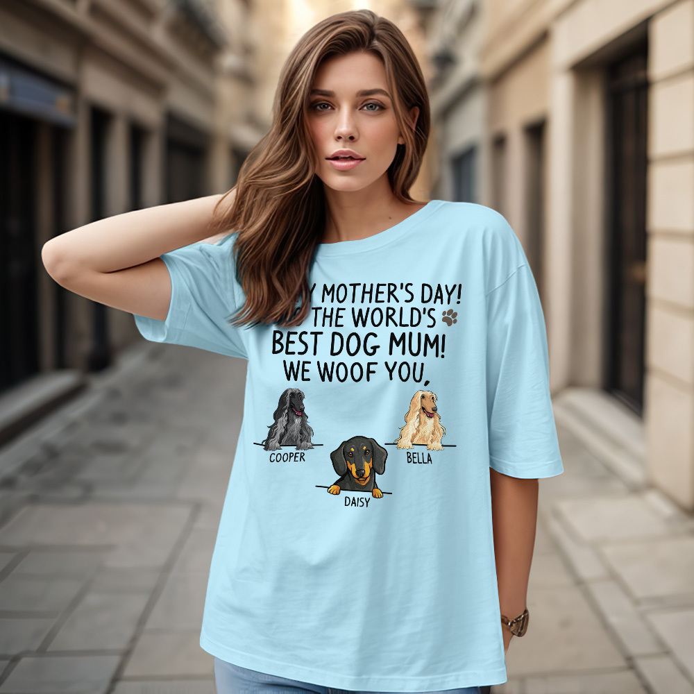 Custom Dog Mom T-Shirts Mother's Day T-Shirts Women's T-shirt Multicolor Cotton T-shirt Shirt For Dog Lovers Mother's Day Gifts