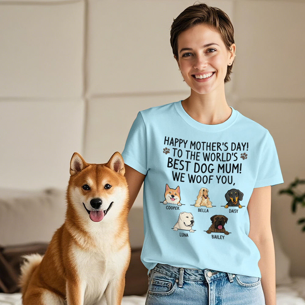 Custom Dog Mom T-Shirts Mother's Day T-Shirts Women's T-shirt Multicolor Cotton T-shirt Shirt For Dog Lovers Mother's Day Gifts