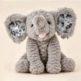 Custom Photo Elephant Plush – Personalized Ear Picture Elephant Gift for Couples Anniversary Gifts