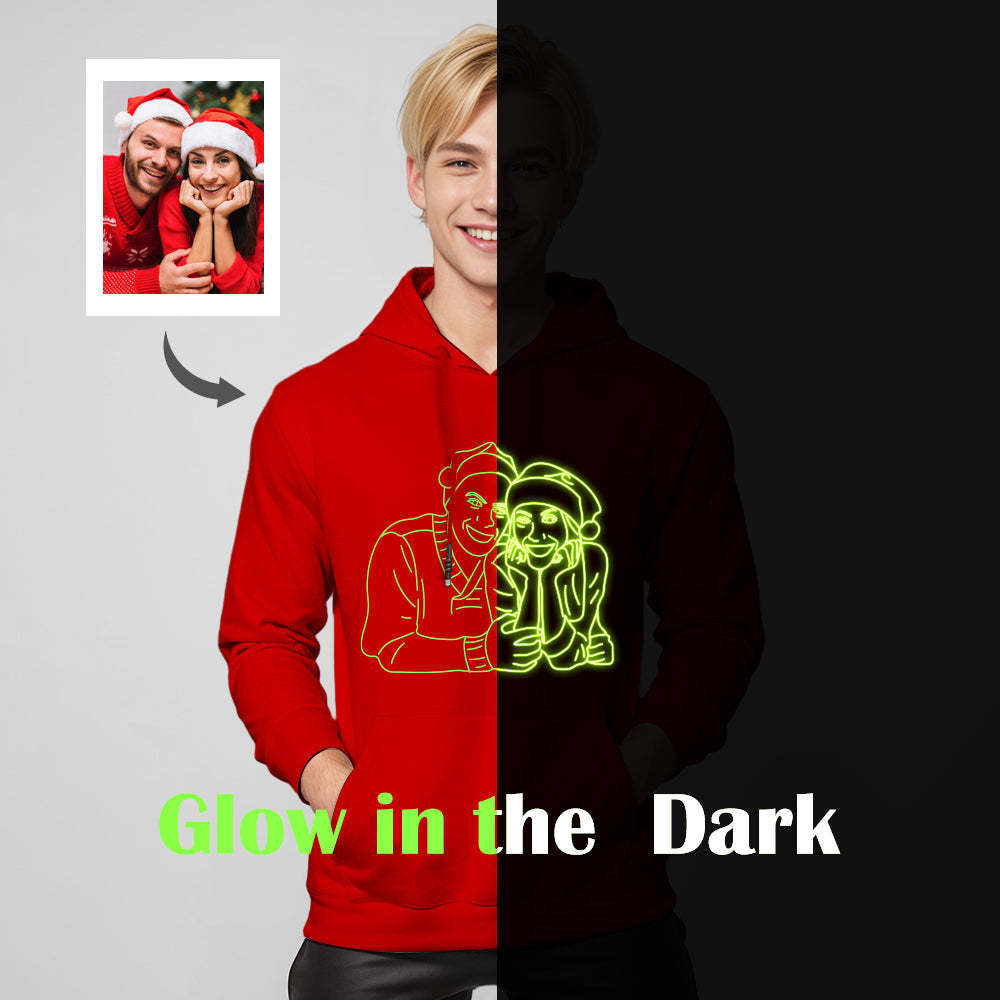 Custom Photo Glow In The Dark Multicolour Hoodie Personalized Luminous Unisex Hoodie Creative Gift - soufeelus