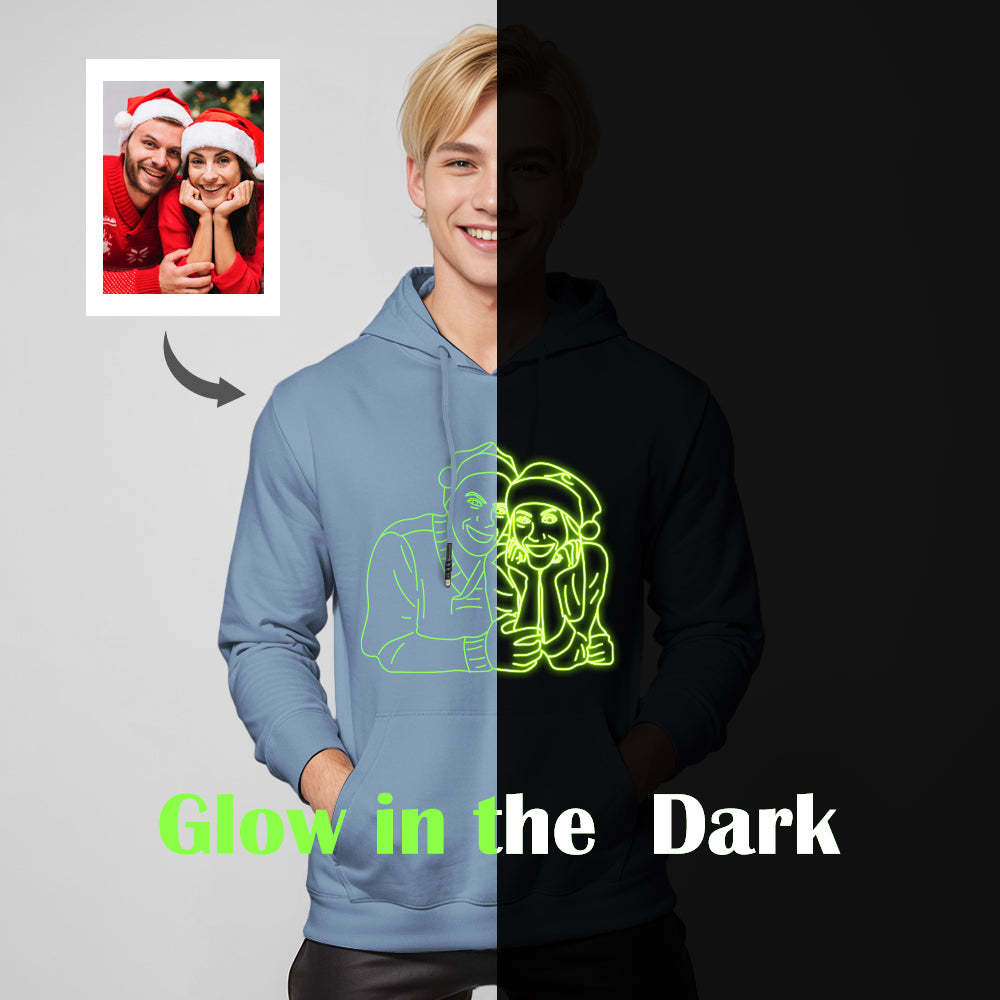 Custom Photo Glow In The Dark Multicolour Hoodie Personalized Luminous Unisex Hoodie Creative Gift - soufeelus