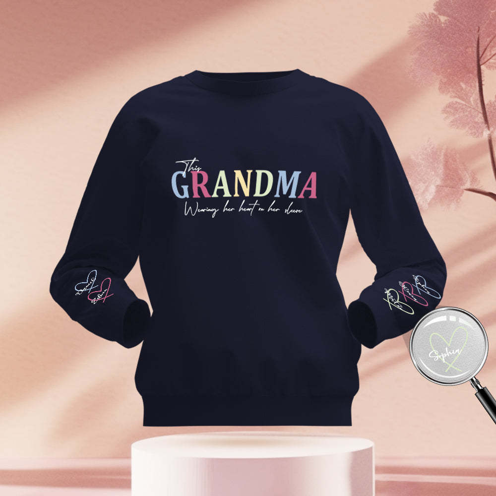 Custom Name Hoodie Personalized Hoodies Wear Heart On Sleeve Hoodie Mother's Day Gift