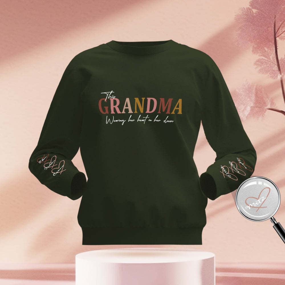 Custom Name Hoodie Personalized Hoodies Wear Heart On Sleeve Hoodie Mother's Day Gift