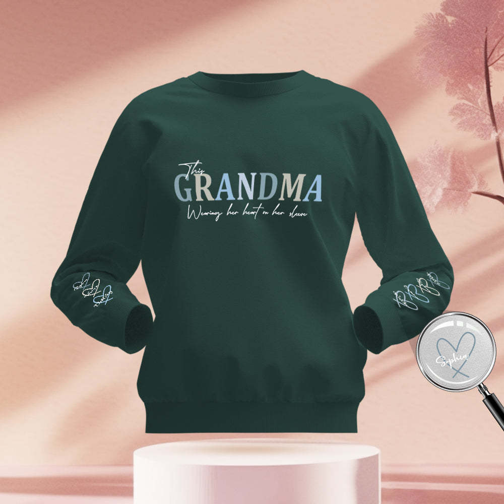 Custom Name Hoodie Personalized Hoodies Wear Heart On Sleeve Hoodie Mother's Day Gift