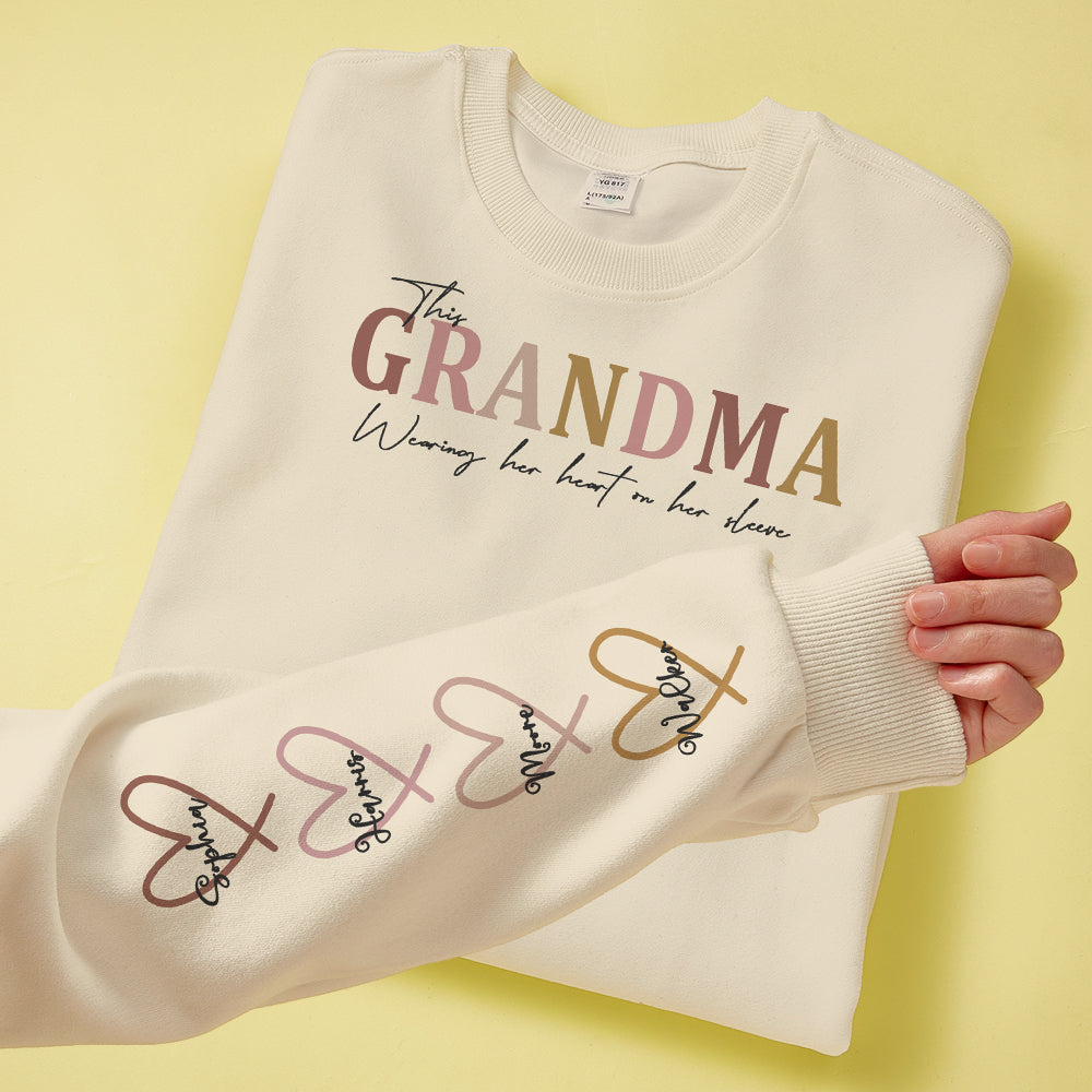 Custom Name Hoodie Personalized Hoodies Wear Heart On Sleeve Hoodie Mother's Day Gift