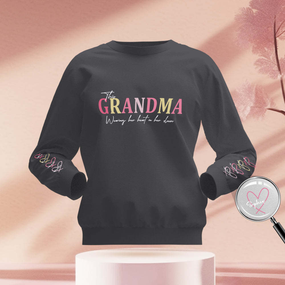 Custom Name Hoodie Personalized Hoodies Wear Heart On Sleeve Hoodie Mother's Day Gift