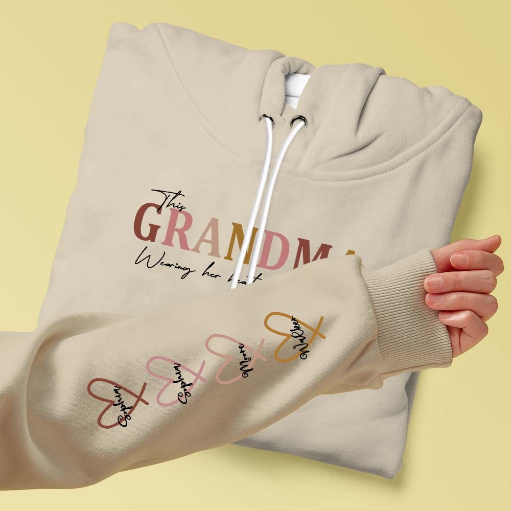 Custom Name Hoodie Personalized Hoodies Wear Heart On Sleeve Hoodie Mother's Day Gift