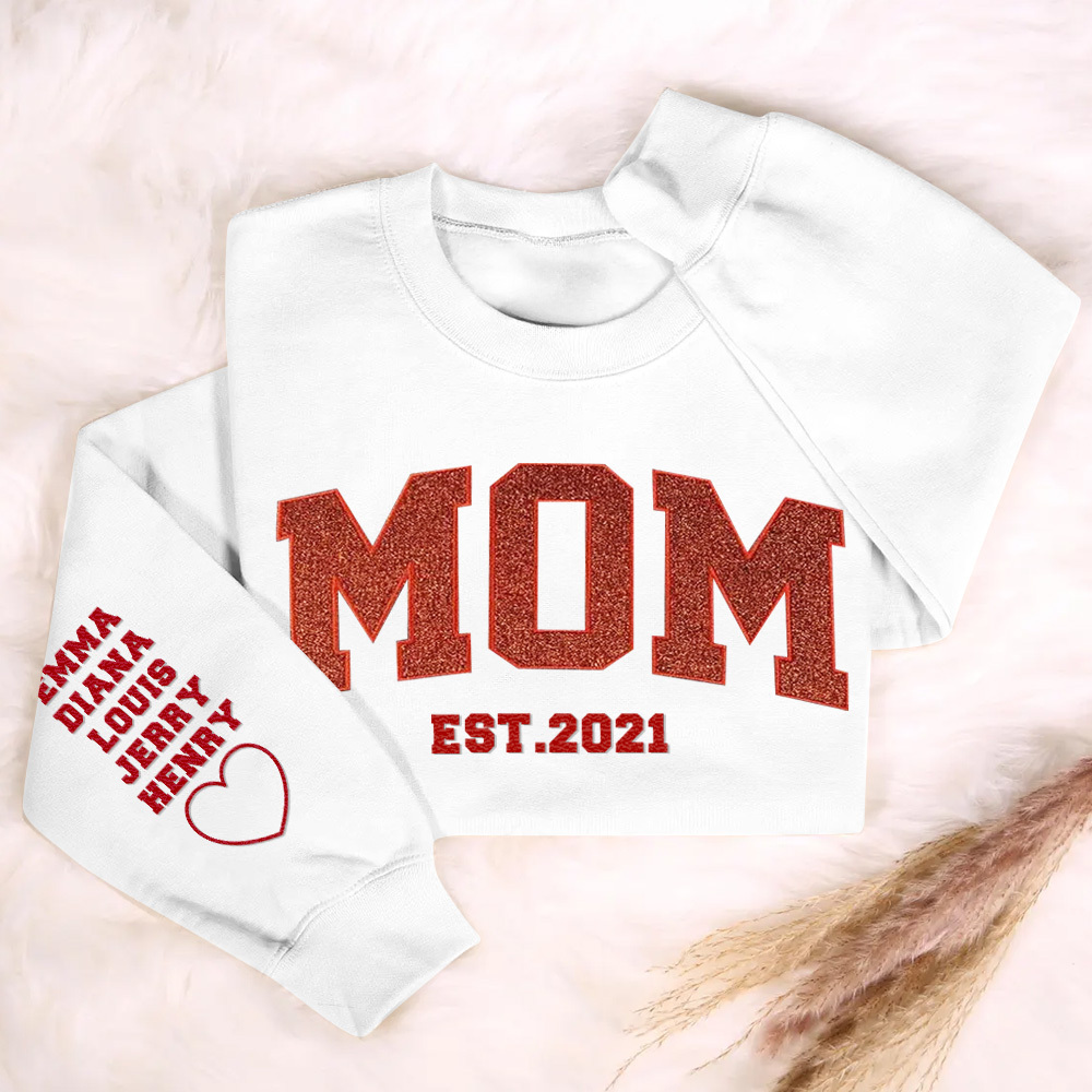 Custom Embroidered Glitter Vinyl MAMA Sweatshirt-Gift For Mum & Grandma Mother's Day Gifts - soufeelus