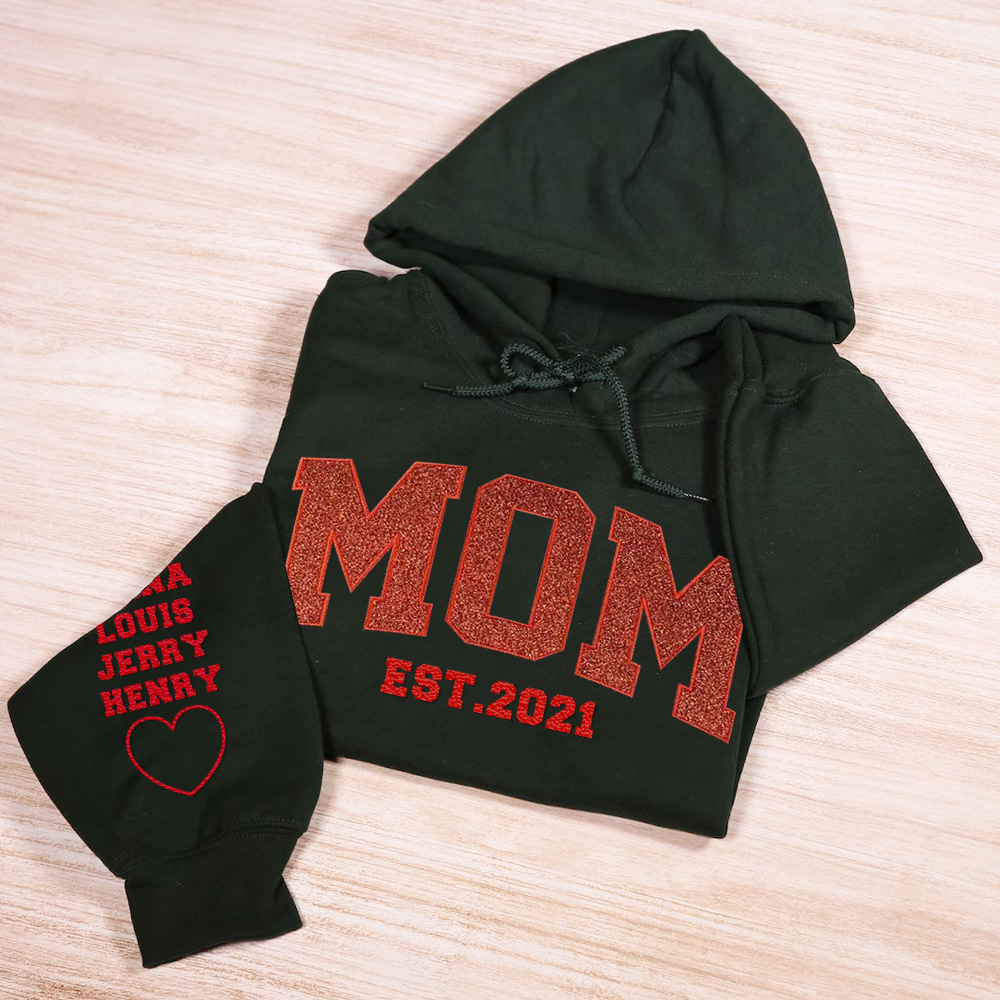 Custom Embroidered Glitter Vinyl MAMA Sweatshirt-Gift For Mum & Grandma Mother's Day Gifts - soufeelus