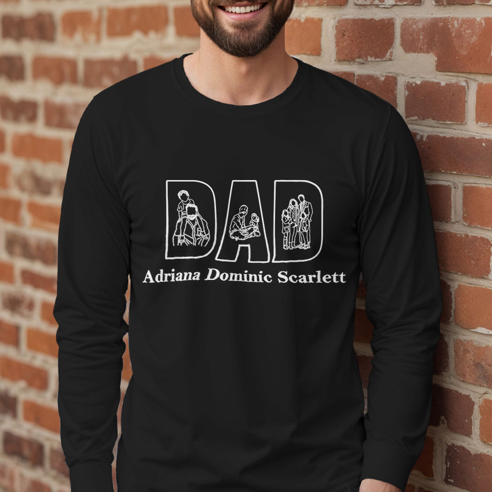 Custom Photo Sweatshirt Hand Drawn Lines Unique Gift For Dad Father's Day Gift - soufeelus