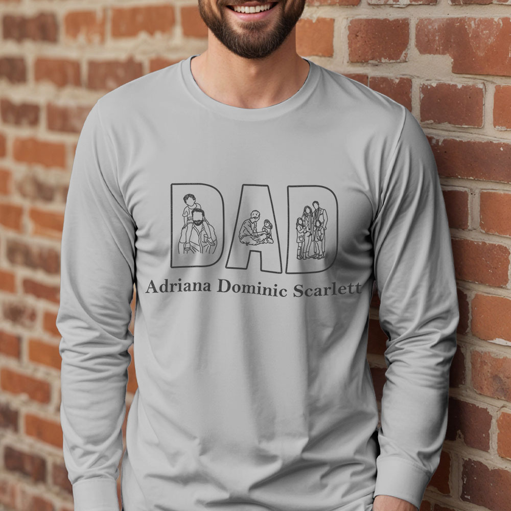 Custom Photo Sweatshirt Hand Drawn Lines Unique Gift For Dad Father's Day Gift - soufeelus