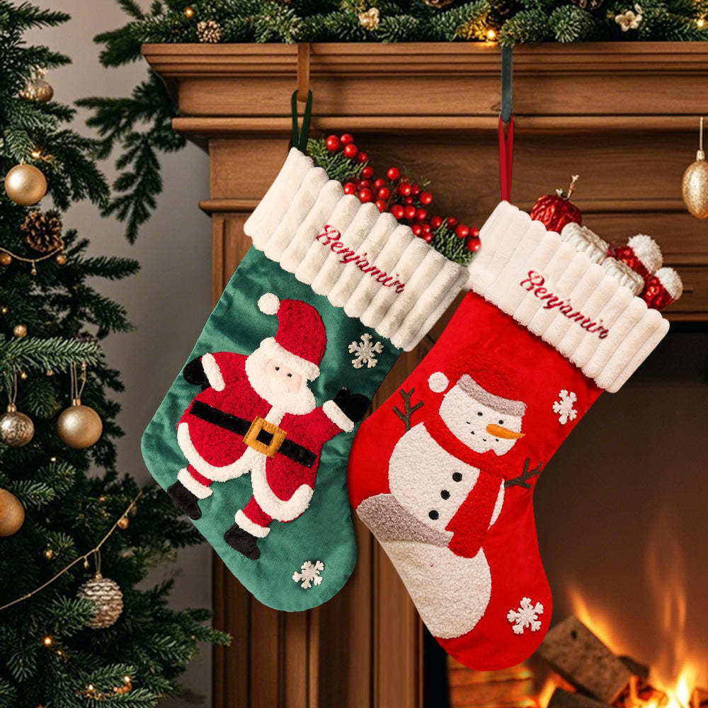 Personalized Christmas Stocking with Name Embroidery Christmas Stockings Gift for Family - soufeelus
