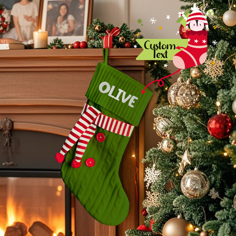 Personalized Christmas Scarve Stocking with Name Embroidery Christmas Stockings Gift for Family - soufeelus