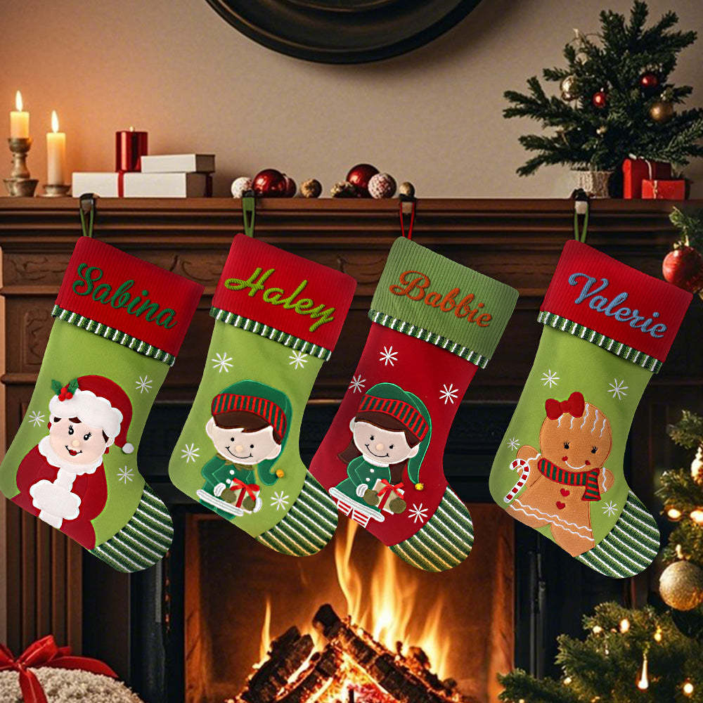 Personalized Christmas Stocking with Embroidered Name Christmas Stockings Gifts for Family - soufeelus