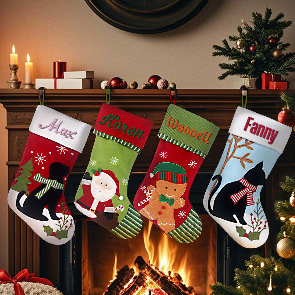 Personalized Christmas Stocking with Embroidered Name Christmas Stockings Gifts for Family - soufeelus