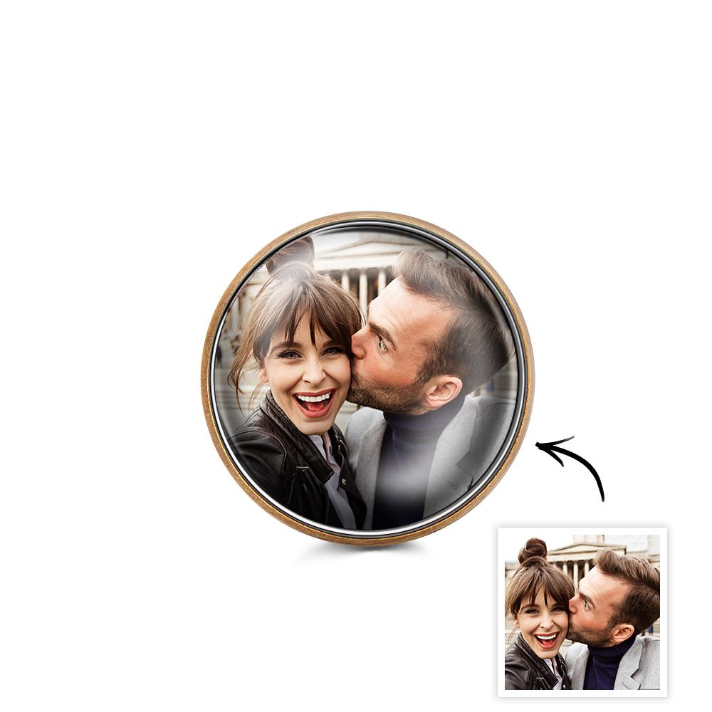 Custom Photo Lapel Pin Vintage Circle Brooch Gift For Man - soufeelus