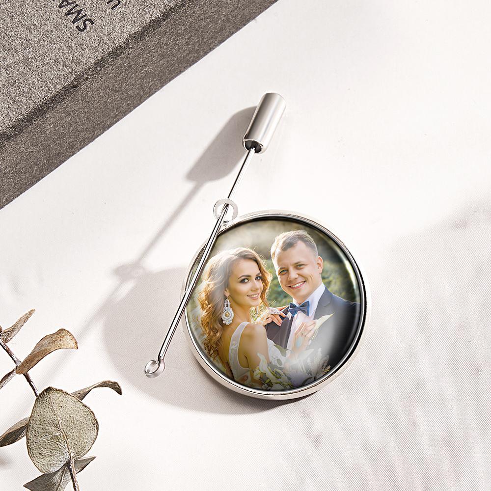 Custom Photo Lapel Pin With Text Retro Brooch Gift For Man - soufeelus