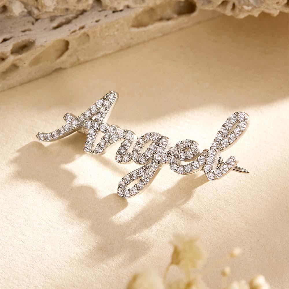 Custom Name Diamond Lapel Pin Fashion Exquisite Brooch Gift For Woman - soufeelus
