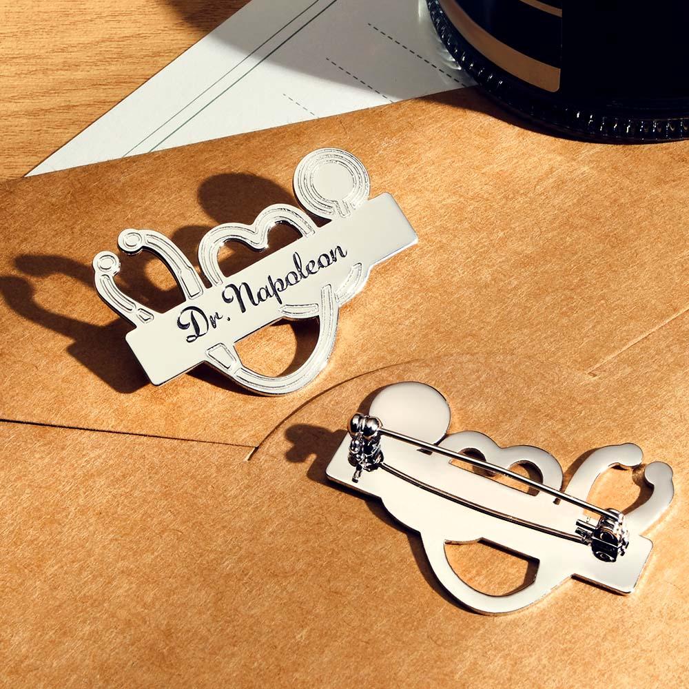 Custom Engraved Stethoscope Shaped Brooch Personalized Gifts for Doctors and Nurses - soufeelus