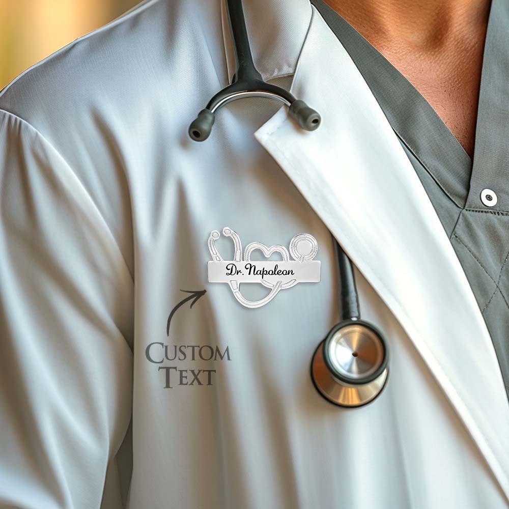 Custom Engraved Stethoscope Shaped Brooch Personalized Gifts for Doctors and Nurses - soufeelus