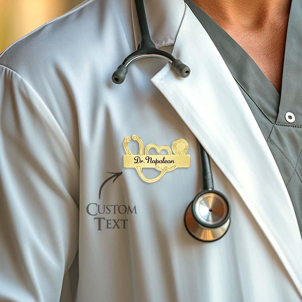 Custom Engraved Stethoscope Shaped Brooch Personalized Gifts for Doctors and Nurses - soufeelus