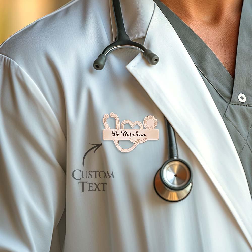 Custom Engraved Stethoscope Shaped Brooch Personalized Gifts for Doctors and Nurses - soufeelus