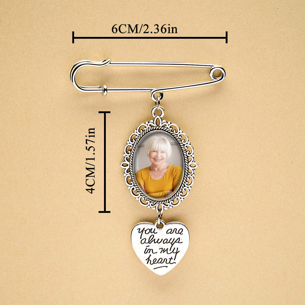 Personalized Angel Wings Pin Brooch Wedding Bouquet Photo Charm Wedding Memorial Gift for Bride - soufeelus