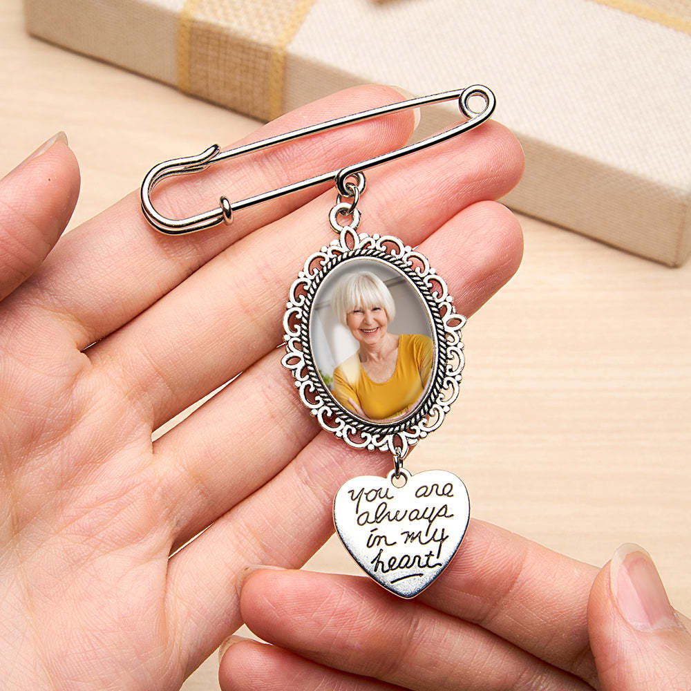 Personalized Angel Wings Pin Brooch Wedding Bouquet Photo Charm Wedding Memorial Gift for Bride - soufeelus
