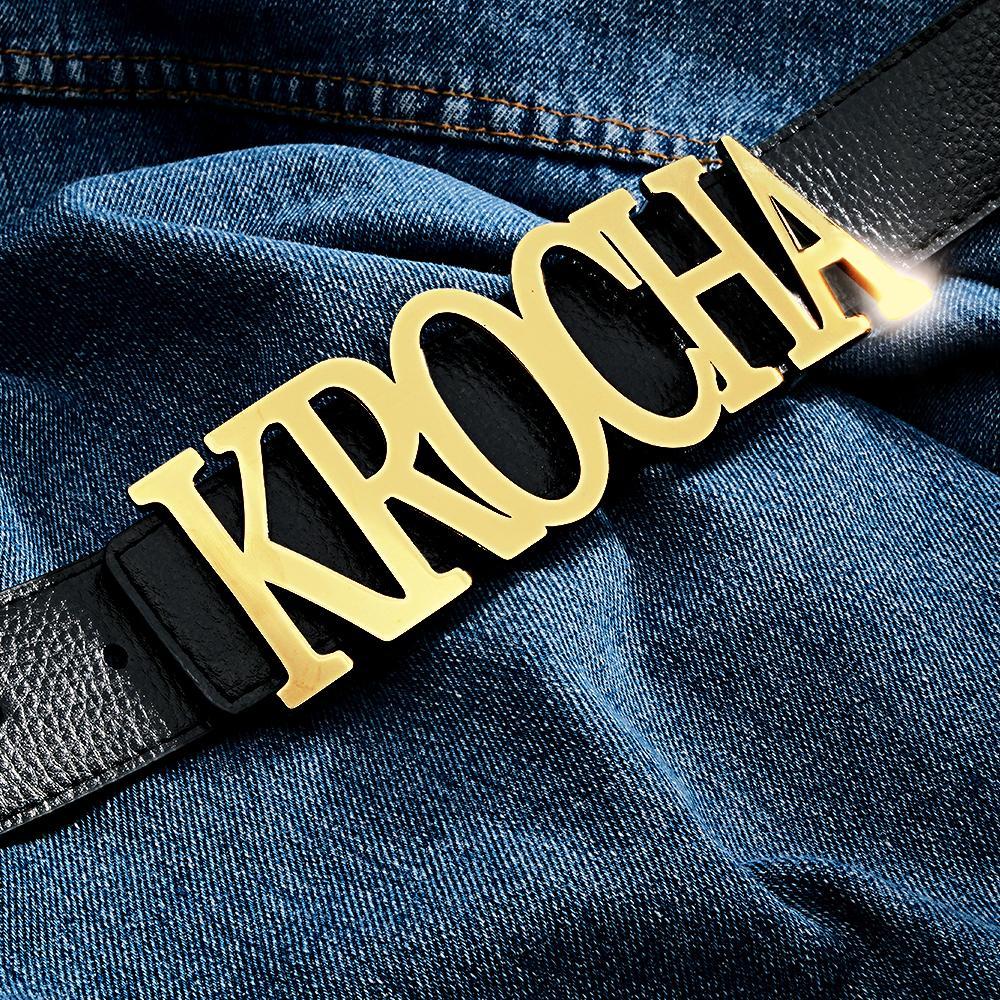 Custom Name Belt Buckle with Free Belt Personalized Letter Belt Gift For Him - soufeelus